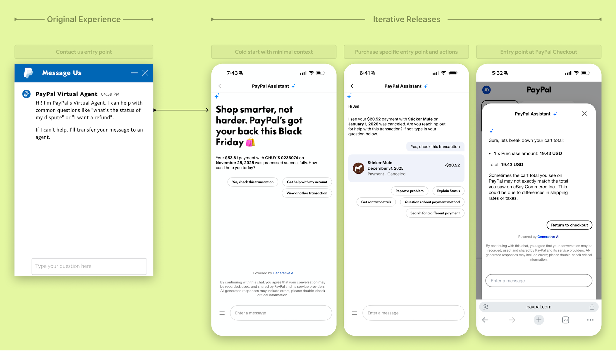 PayPal Assistant generative AI