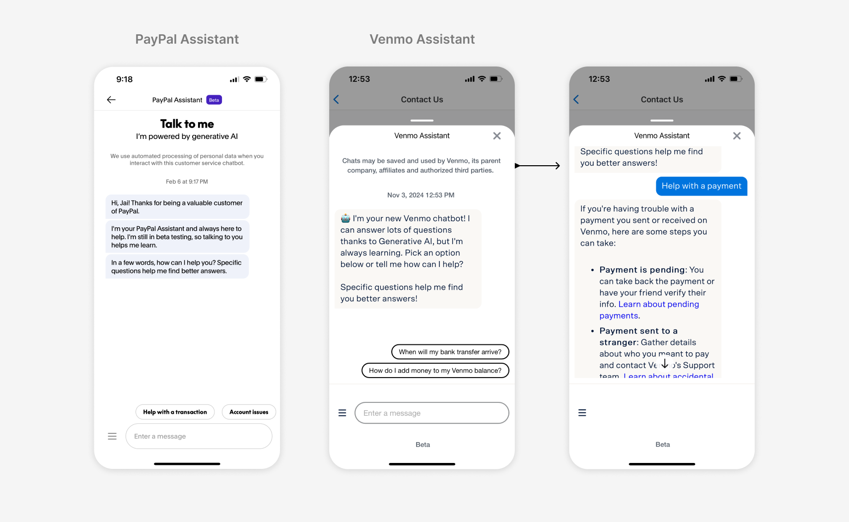 PayPal Assistant platform messaging